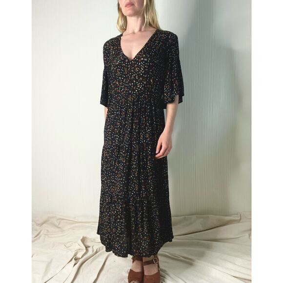 FAITHFULL THE BRAND Melia Black Polka Dot Floral Maxi Dress US XS/S - Picture 3 of 16